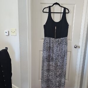 Vince Camuto Black and White Animal Print Maxi Dress